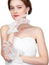 Campsis Wedding Gloves for Bride White Lace Glove Bow Short Bridal Gloves Pearl Opera Costume Dress Accessories for Women and Girls...