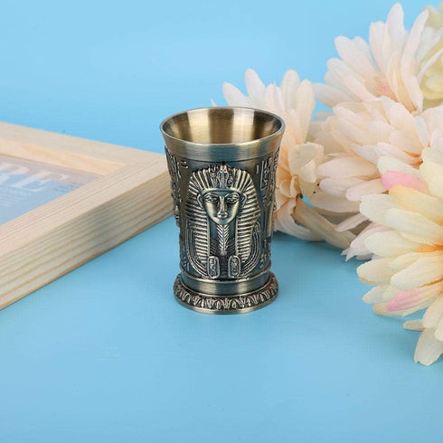 Metal Shot Glasses Vintage Wine Cup with Green Bronze Body Zinc alloy Insert for Home Ornaments KTV Wine Set...