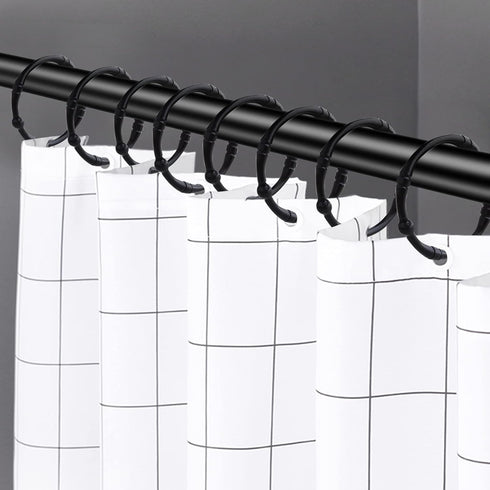 Shower Curtain Hooks, Rustproof Decorative Shower Curtain Rings Metal Round Shower Hooks for Bathroom Shower Rod, 12 Pack (Black)...