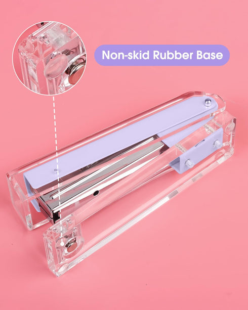 Clear Acrylic Stapler, Desktop Stapler, Office Stapler, Elegant Modern Desk Accessory for The Desk at Home, Office, or School?Purple?...