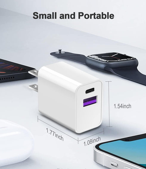 Apple Watch Series 9/8 Compatible USB C Charger Adapter - Dual Port Type C for iPhone 16/16 Pro/16 Pro Max, White...