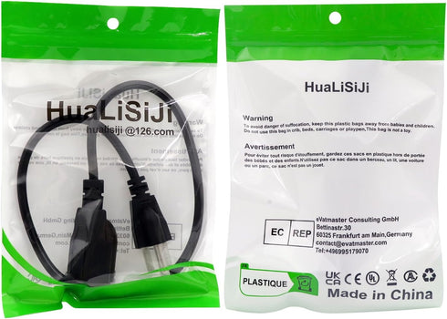 3 Prong Extension Cord Black 10A/125V/18AWG NEMA 5-15P to NEMA 5-15R Power Cable Extension,Applicable to PC,Monitor,TV,Electrical Appliances and M...