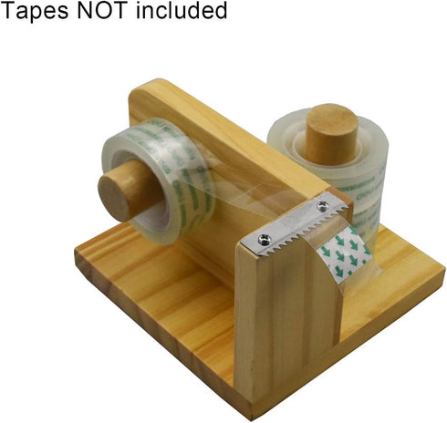Enyuwlcm Wood Desktop Tape Dispenser for Office Multifunction Tape Dispenser with Tape Holder Attach Non-slip Mat 1 Pack...