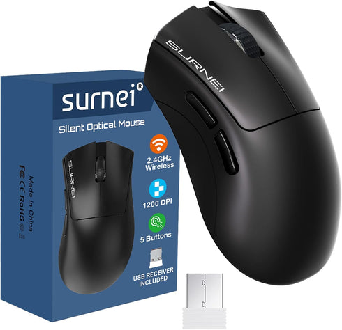 2.4GHz Silent Wireless Mouse, 1200 DPI Optical Sensor Cordless Mouse with USB Receiver, Ergonomic Grips, Portable Travel Computer Mouse for Laptop...