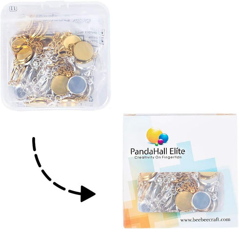 PH PandaHall 10pcs Adjustable Bracelet Chain, 12mm Bracelet Bezel Settings for Jewelry Making with 6 Tray Blank, 60pcs 12mm Clear Glass Cabochons ...