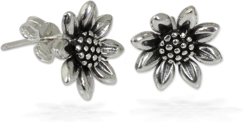 NOVICA Artisan Handcrafted Small Sunflower Stud Earrings | .925 Sterling Silver Stud Earrings | Lightweight With Gift Pouch | Sunflower Love-Theme...