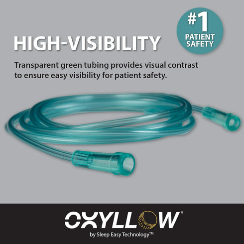 Premium 7 FT Oxygen 3-Count Tubing with Y-Connector| 6-Channel Kink-Resistant Air Flow | High-Visibility Green Tint | Universal End Connectors | M...