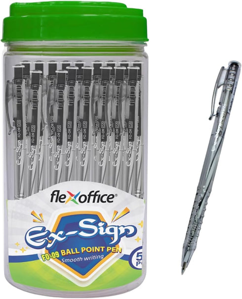 Ballpoint Pens, Black Ink, 0.5mm Fine Point, 50 Count Pack, Quick Smooth Writing, Ball point Pens, for School, Office Supplies (FO-09-Black...