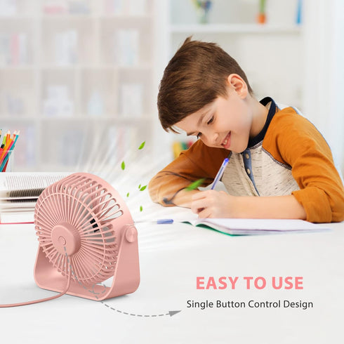 FARADAY USB Desk Fans 5 Inches Portable Table Fans 360° Head Rotation Small Personal Desktop Fan for Home Office, 3 Speeds, Pink...