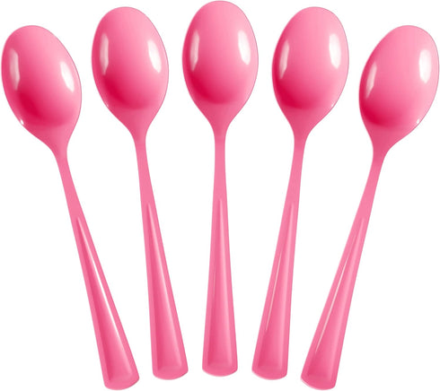Disposable Cerise Plastic Spoons 50 Pcs - Heavy Duty Cerise Plastic Disposable Cutlery - Cerise Disposable Flatware, Cerise Plastic Silverware, Pl...