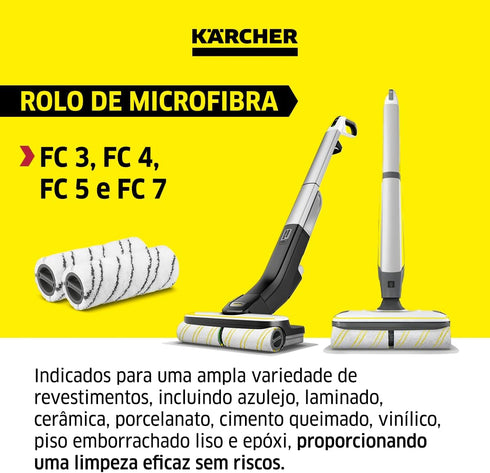 Karcher FC Floor Cleaner Microfiber Multi-Surface Replacement Roller - 2-Pack, Grey...