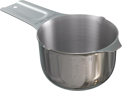 Color Up Premium 2/3 Cup Measuring Cup (160 ml) - Stainless Steel, One-Piece Construction, Dishwasher Safe, Accurate for Wet & Dry Ingredients – O...