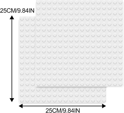 BOROLA Classic 10" x 10" Base Block Plate Compatible with All Major Brands Style Bricks (Only with Bigger Size Blocks) 2Pcs, White...