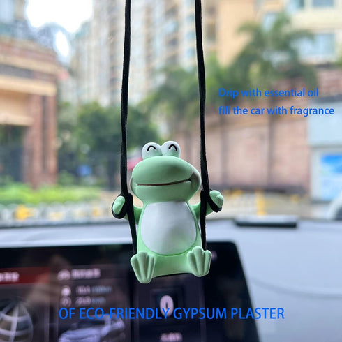Swinging Frog Car Hanging Ornament, Cute Car Hanging Accessories for Rear View Mirror, Car Pendant Frog Hanging Swing...