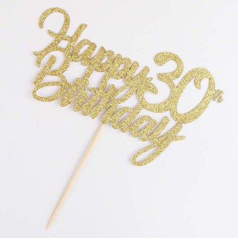 PALASASA Gold Happy Birthday cake topper - Hello 30, Cheers to 30 Years, 30 Anniversary/Birthday Cake Topper Party Decoration (30th)...