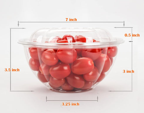 GOLDEN APPLE, 32oz-10sets, Disposable Plastic Serving Rose Bowls with Lids, Large Clear Plastic Disposable Salad Containers with Lids...