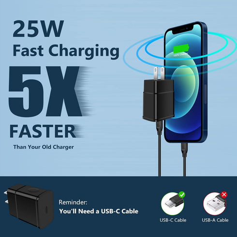 25W Samsung Charger Fast Charging Block for Samsung Galaxy S24/S23 Ultra/S23+/S23/S22+/S22 Ultra/S21/S20/Note 20/A15/A54/A14/A53 5G/A13/A03S,Galax...