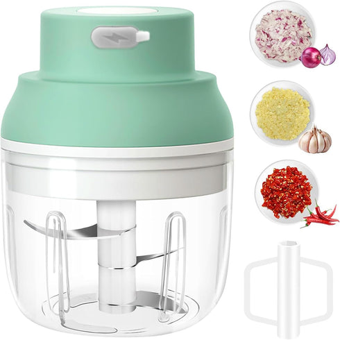 Electric Garlic Chopper 250ML, Mini Vegetable Chopper 2 in 1 Food Chopper Garlic Mincer with Egg Beater, Onion Chopper, USB Portable Small Food Pr...