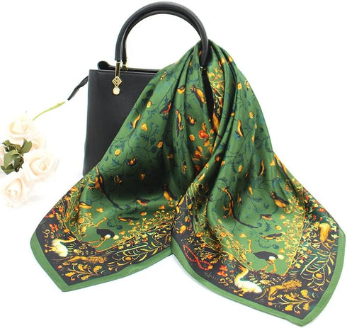 ANDANTINO 100% Pure Mulberry Silk Square Scarf for Hair-27'' Women Men Natural Silk Neckerchief Digital Printed Headscarf...