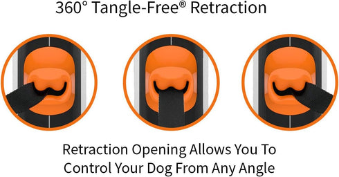 TUG 360° Tangle-Free Retractable Dog Leash with Waste Bag Dispenser (Small, White/Orange)...