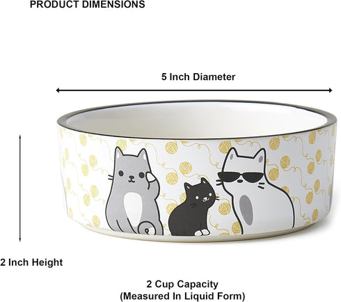 PetRageous 17013 Tangled Kitty Stoneware Dishwasher Safe Cat Bowl with 2-Cup Capacity 5-Inch Diameter by 2-Inch Tall Great for Small Cats or Large...