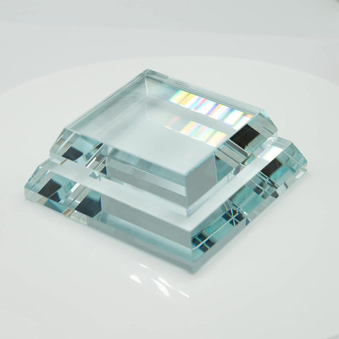 StayMax Clear Crystal Glass Square Display Base Display Stand for Collectibles (3.14inch*3.14inch*0.7inch)...