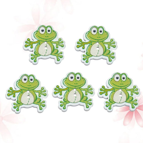Healifty 50Pcs DIY Wooden Buttons,Sewing Buttons Frog Buttons 2 Holes Buttons Animal Buttons for Sewing DIY Craft Multicolored...