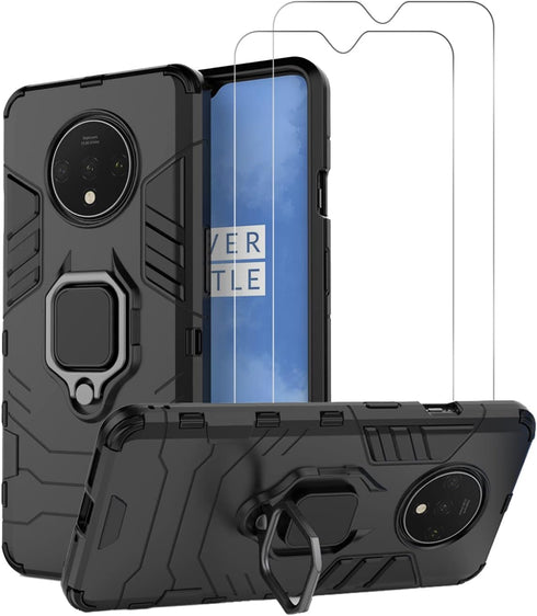 Urspasol for OnePlus 7T Case with Screen Protector Tempered Glass Hybrid Heavy Duty Armor Protective Bumper Phone Cover with 360° Degree Ring Hold...