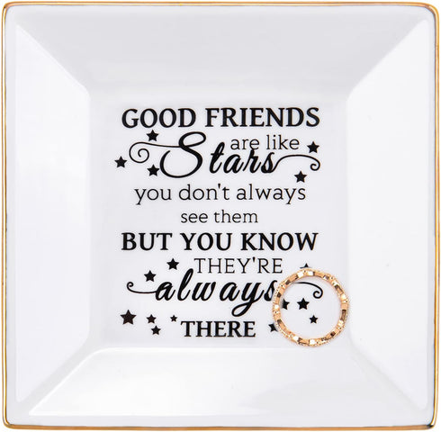 Friend Gifts for Women - Ceramic Ring Trinket Dish Jewelry Tray - Birthday for Her Best Friends Female - Friendship Gifts for Women Friends - Good...