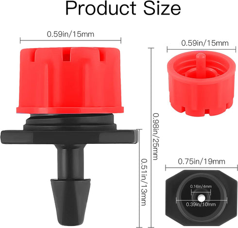 MSDADA 110 Pcs Adjustable Irrigation Drippers Sprinklers Emitter Drip Anti-Clogging Watering System for Flower beds,Gardens, Lawn on 1/4'' Barb...