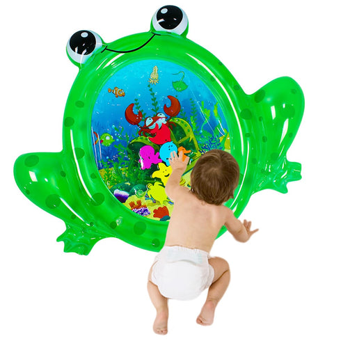 Frog Baby Water mat, Tummy time Baby Toys, Inflatable Play Mat Water Cushion Baby Toys, Fun Early Development Activity Play Center for Newborn (93...