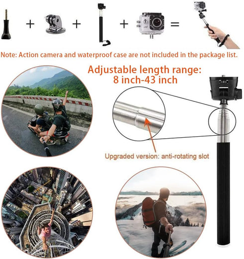 VVHOOY Action Camera Accessories Kit Compatible with AKASO EK7000 GoPro Hero 12 11 10 9 8 7 APEMAN DBPOWER Osmo Dragon Touch, Brave 4 Brave 7 LE C...