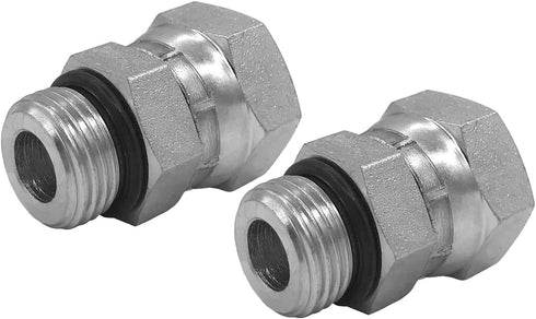 (2-PACK) 6900-06-06-O Hydraulic Adapter Fitting 3/8" Male O-Ring Boss (9/16"-18UNF)×3/8" NPSM Female Pipe Swivel (3/8"-18NPSM) Straight Joints Car...