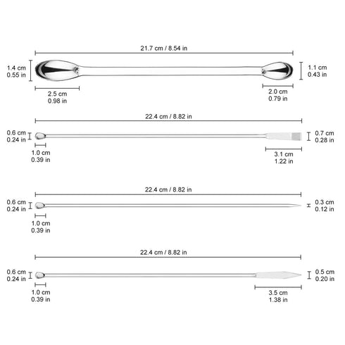 4 Pcs Lab Micro Spoon and Spatula Set, Stainless Steel Double-Ended Lab Spatulas Sampling Spoons Micro Scoopulas Weighting Set...