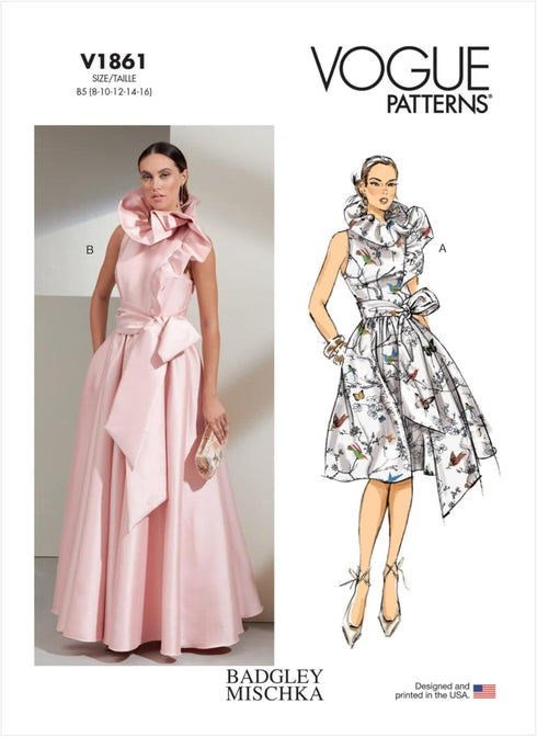 Vogue Misses' Sash and Special Occasion Dress Sewing Pattern Kit, Code V1861, Sizes 16-18-20-22-24, Multicolor...