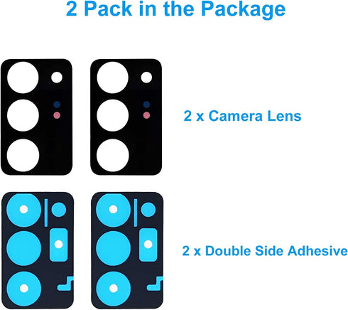 2 Pack Rear Back Camera Lens Glass Replacement for Samsung Galaxy Note 20 Ultra N985 / 5G N986 (All Carriers) 6.9 Inch with Adhesive, Tweezers, Pr...