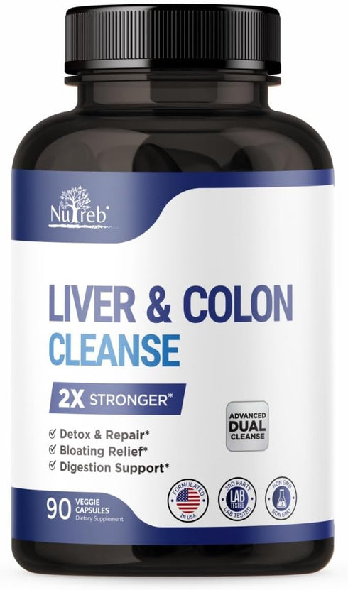Liver Detox & Colon Cleanse - 2X Stronger Cleanse - Liver Cleanse Detox & Repair - Colon Cleanser & Detox - Premium Liver Support Supplement - Men...