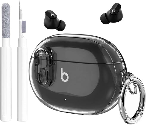 Beats Studio Buds/Studio Buds Plus Case Cover Clear 2021/2023 Men Lock Clip with Clean Kit, GARTOO Protective Case and Clean Pen Compatible with B...