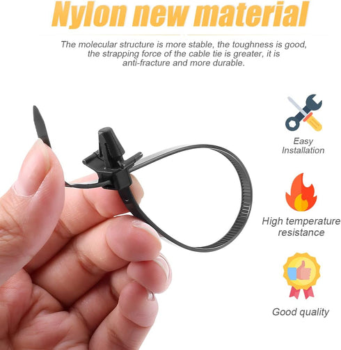 120PCS Car Push Mount Cable Zip Tie, Nylon Self Locking Cable Strap, Engine Bay Wire Harness Restraint Ties, Fastener Cable Clips Wraps for Indoor...