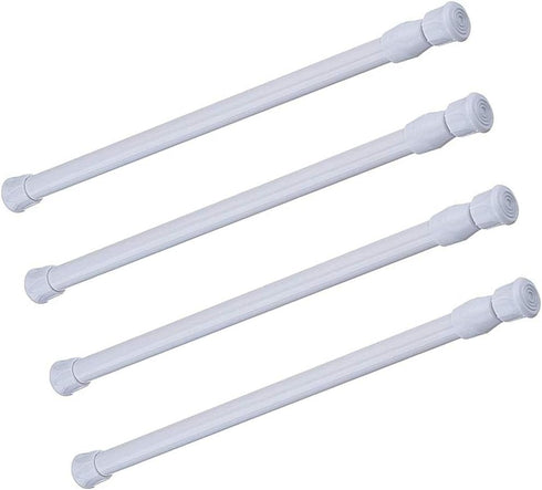 Cupboard Bars Tension Rods, 4 Pack Spring Tensions Rods 11.8-20 Inches Steel Adjustable Tension Curtain Rod Closet Rod Window Rods (White)...