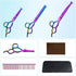Safety Round-tip Scissors Set Professional PET Dog Grooming Coated Titanium Scissors Suit Cutting&Curved&Thinning Shears (Rainbow)...