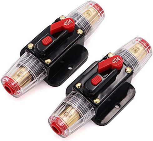 2 Piece 40A 40 Amp Circuit Breaker with Manual Reset Fuse Holder for Car Audio Marine Boat Stereo Switch Inverter Replace Fuses...