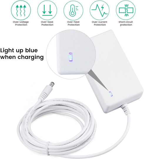 10 ft Power Cord for 4moms mamaRoo 4, 12V 3A Charger for RockaRoo Baby Swing, AC Adapter, White...