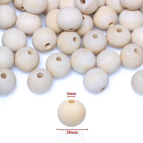 3/4"Wooden Round Beads 100pcs Unfinished Natural Loose Beads Spacer Beading Supplies Jewelry Findings Charms...
