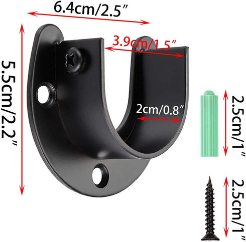 OwnMy 4 Packs Closet Rod End Supports 1-1/2" Diameter, U Shaped Stainless Steel Closet Pole Sockets Flange Rod Holder for Closet Wardrobe Shower C...