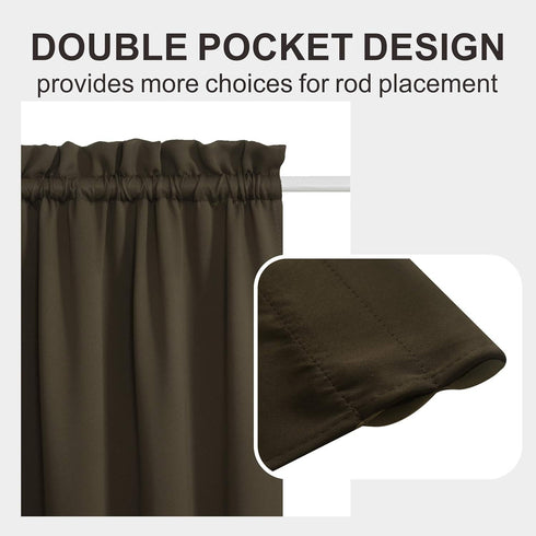 Aquazolax Blackout French Door Curtain Window Coverings for Privacy - Blackout Curtains Drapery Rod Pocket Entry Door Side Panels 25x72 Inches - 1...