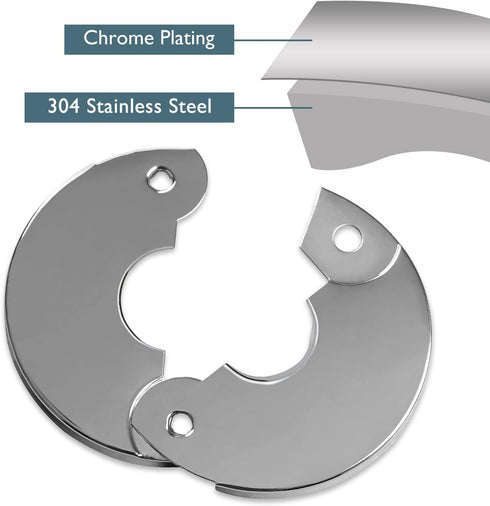 Plumbing Cover Plates, Escutcheon plate, Stainless Split Flange, Hinged Floor and Ceiling Plates for than 21mm Dia Pipe (Fits 1/2 Inch IPS), Chrom...