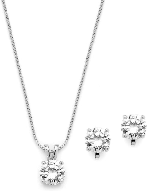 Mariell Platinum Plated Cubic Zirconia Jewelry Set - 2cwt Round Pendant with Matching Clip-On Earrings...