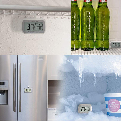 AEVETE Waterproof Digital Refrigerator Thermometer Large LCD, Freezer Room Thermometer with Magnetic Back, No Frills Easy to Read...