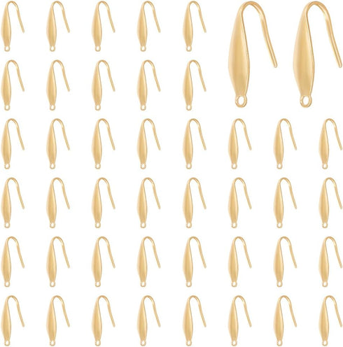 UNICRAFTALE about 50pcs Real 18K Gold Plated Earring Hooks Stainless Steel Earring Hooks with Loop Metal Ear Wires Wide French Earring Hooks for D...